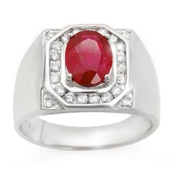Genuine 3.6 ctw Ruby & Diamond Men's Ring 14K Gold