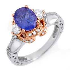 Genuine 2.82ctw Tanzanite & Diamond Ring 14K Multi tone Gold