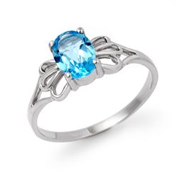 Genuine 0.90 ctw Blue Topaz Ring 10K White Gold