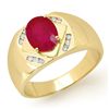 Image 1 : Genuine 3.3 ctw Ruby & Diamond Men's Ring Yellow Gold