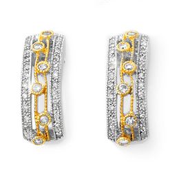 Natural 0.66 ctw Diamond Earrings 10K Multi tone Gold