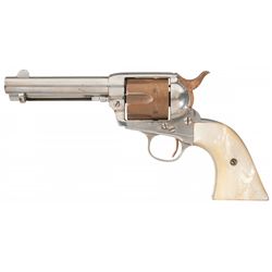 First Generation Colt Single Action Army Revolver with Carved Pearl Grips and Factory Letter