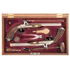 Image 1 : Cased Matching Pair of Contemporary Engraved Spanish Percussion Target Pistols with Accessories