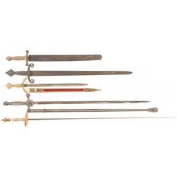 Five Swords, including a Gold and Ivory Fitted Foil