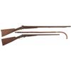 Image 1 : Two Side by Side Damascus Barreled Shotguns and a Cane Sword