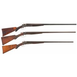 Three American Side by Side Hammer Shotguns