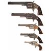 Image 1 : Five Antique Spur Trigger Revolvers