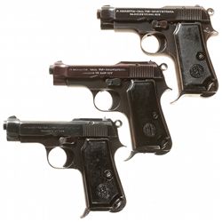 Collector's Lot of Three World War II Era Beretta Model 1935 Semi-Automatic Pistols