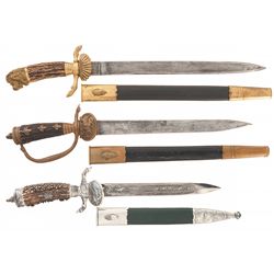 Three German Outdoorsman's Blades, Including Forestry Service and Shooting Association Knives