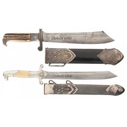 Two Nazi Reichs Labor Service (RAD) Hewers, Including an Officer Pattern Hewer