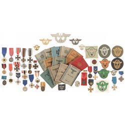 Large Grouping of Nazi Medals, Decorations, and Documentation