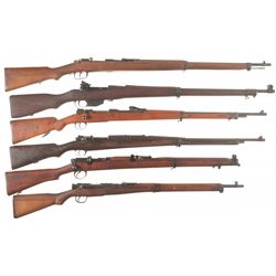 Five Military Bolt Action Rifles and One Foraging Gun