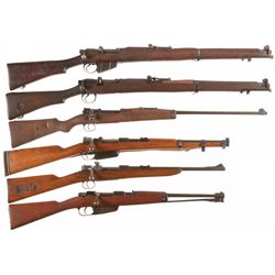 Two Military Bolt Action Rifles, Three Carbines and One Shotgun