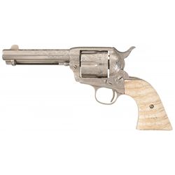 Attractive Engraved Colt Single Action Army Revolver with Unique Fossil Tooth Grips