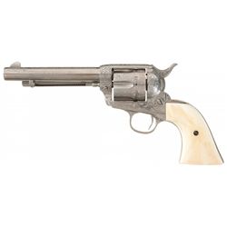 Engraved Colt First Generation Single Action Army Revolver with Eagle Carved Ivory Grips