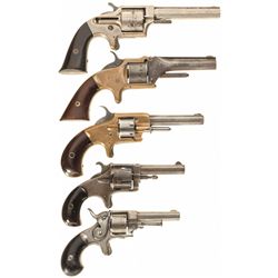 Five Antique Spur Trigger Revolvers