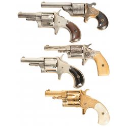 Five Antique Spur Trigger Revolvers