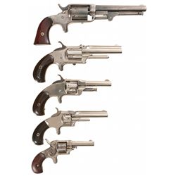 Five Antique Spur Trigger Revolvers