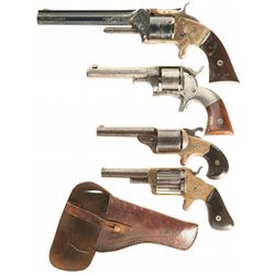 Four Antique Spur Trigger Revolvers