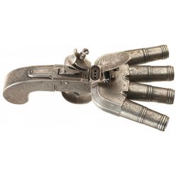 Engraved Seglas Marked Duckfoot Flintlock Pistol