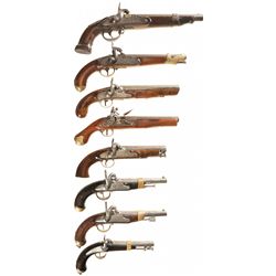Eight Antique Pistols