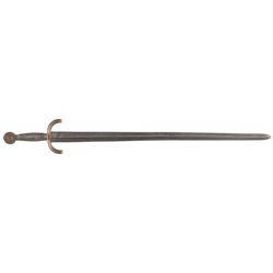 Engraved Side Sword with Engraved and Silver Fitted Hilt
