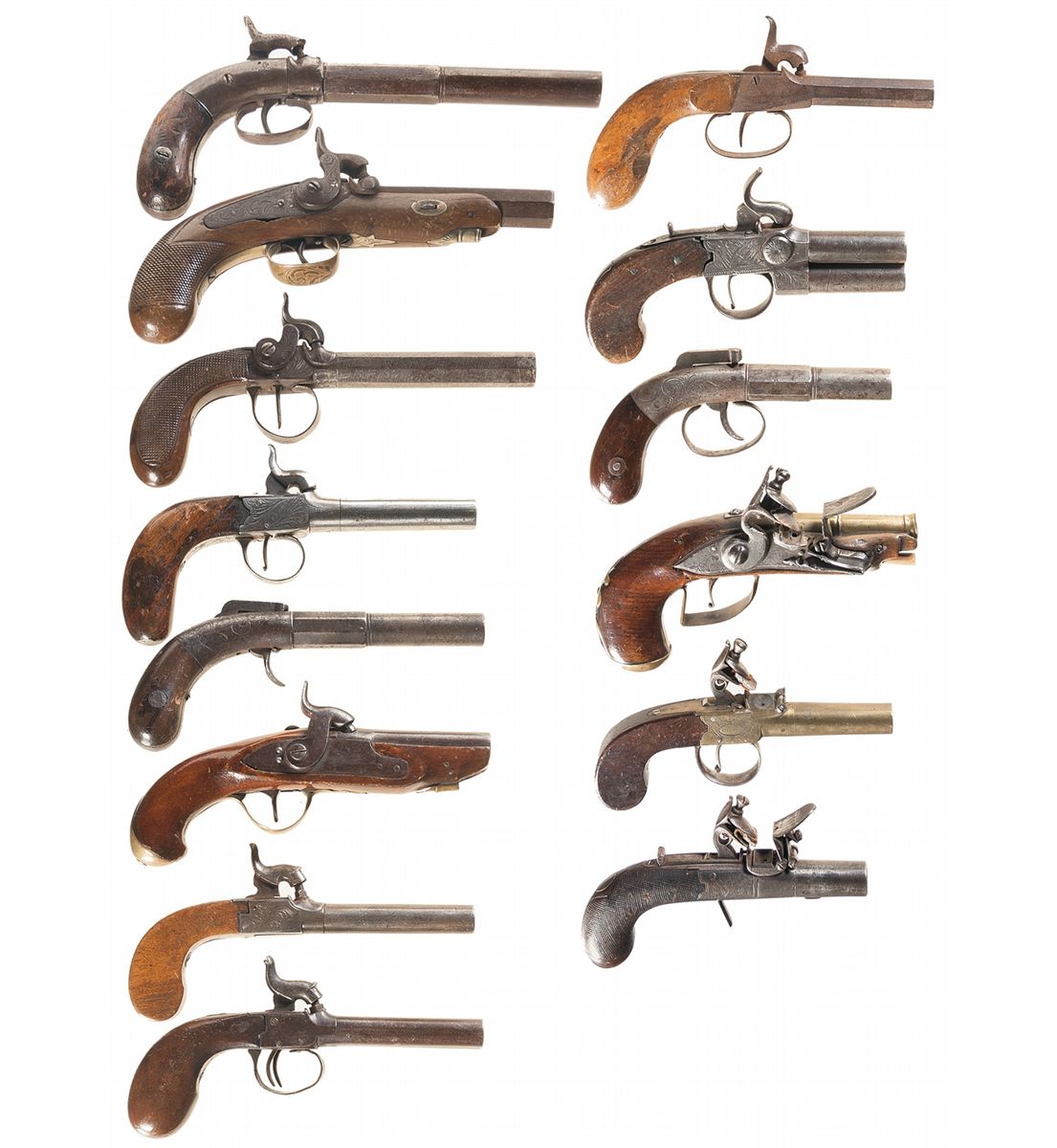 Fourteen Percussion and Flintlock Pistols