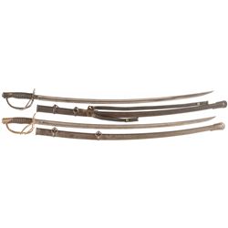 Two U.S. Light Cavalry Swords with Scabbards