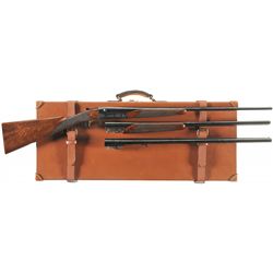 Desirable Cased Winchester Factory Custom Shop Engraved Model 21 Shotgun with Three Gauge (20/28/410