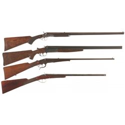 Four Long Guns A) Unmarked Exposed Hammer 410/32 Drilling