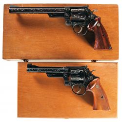 Two Cased Engraved Smith & Wesson Double Action Revolvers