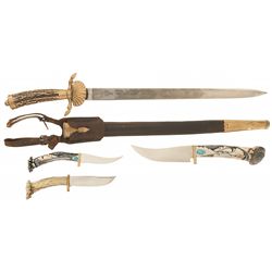 Four Antler Handle Edged Weapons
