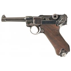 Post World War I German 1920 Luger with Distinctive Circled "HK" Krieghoff Marked Barrel Extension