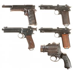 Four Semi-Automatic Pistols and a Flare Gun