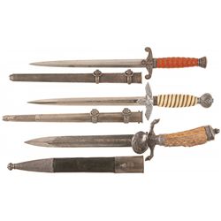 Two Nazi Military Style Daggers and a Hunting Association Knife