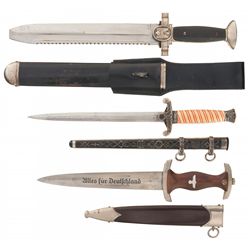 Three Nazi Style Edged Weapons, Including a Red Cross Enlisted Knife