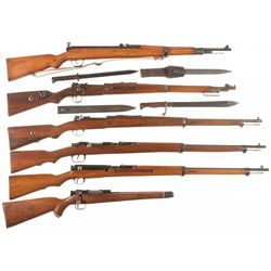 Four Military Bolt Action Rifles, One Receiver and One Air Rifle