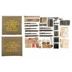 Lot of Ammunition Magazines Pouches Bayonets and Manuals