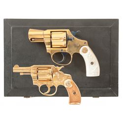 Two Gold Washed Colt Double Action Revolvers
