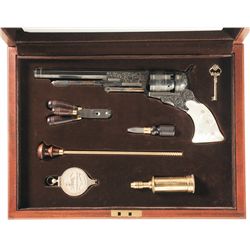 Cased Engraved Reproduction 1 of 1000 Colt Texas Paterson Percussion Revolver with Accessories