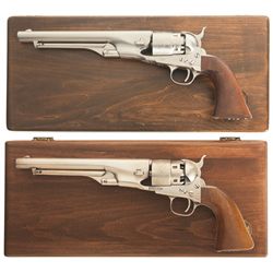 Two Cased Colt Percussion Revolvers with a Buscadero Rig and Accessories