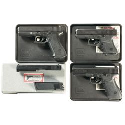 Three Cased Glock Semi-Automatic Pistols