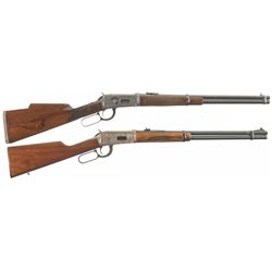 Two Engraved Winchester Lever Action Carbines