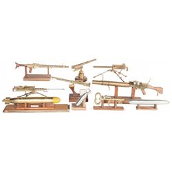 Lot of Brass and Aluminum Miniature Replicas Signal Cannon and Reloading Equipment