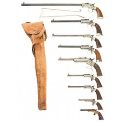 Eight Single Shot Pistols and One Pocket Rifle