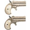 Image 2 : Cased Engraved Pair of Remington Over/Under Derringers with Pearl Grips