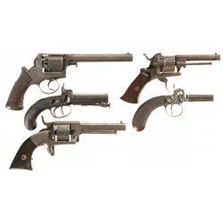 Five Antique Percussion Handguns