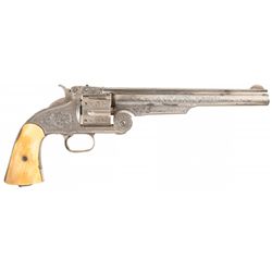Engraved Smith & Wesson Number Three Second Model American Revolver with Ivory Grips