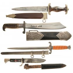 Four Nazi Style Edged Weapons Including a RAD Hewer