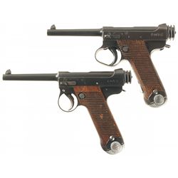 Collector's Lot of Two World War II Japanese Type 14 Nambu Semi-Automatic Pistols